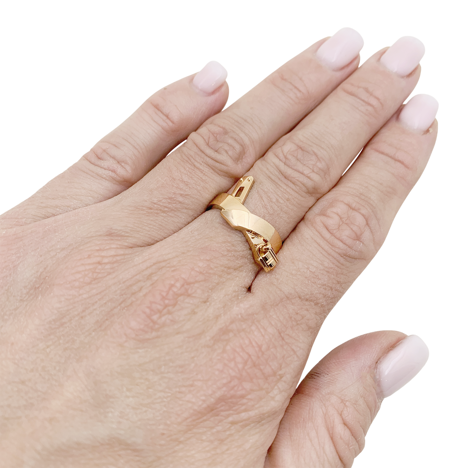 Hermès "Kelly Gavroche" ring in rose gold.