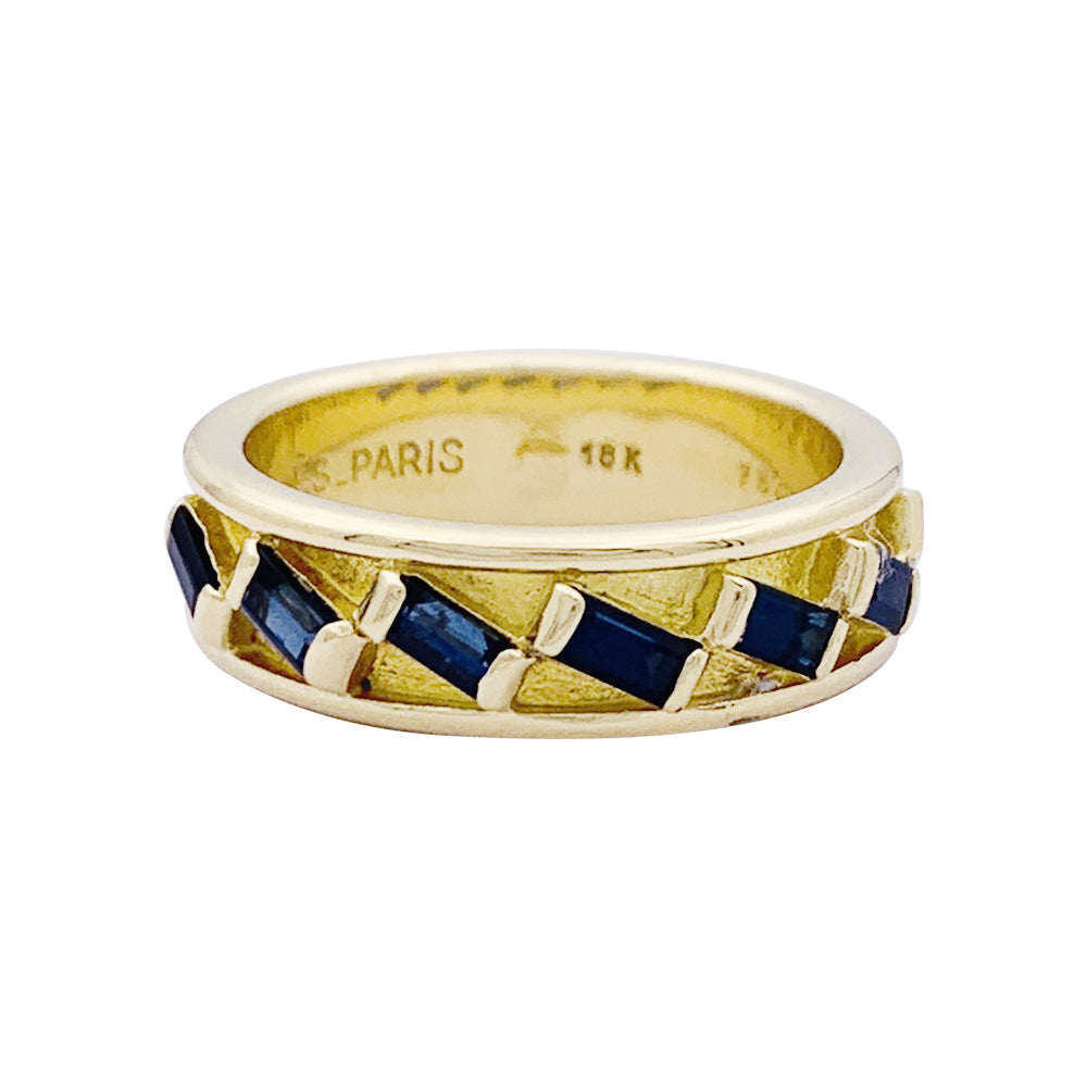 Bague Hermès vintage or jaune, saphirs.