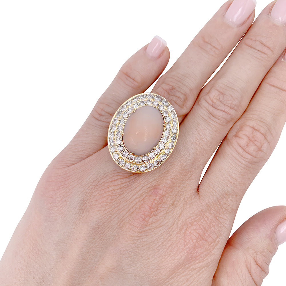 M.Gérard coral and diamond ring.