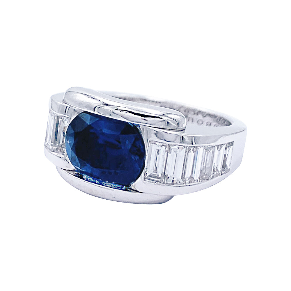 Mauboussin ring, "Alessandra", white gold, sapphire, diamonds.