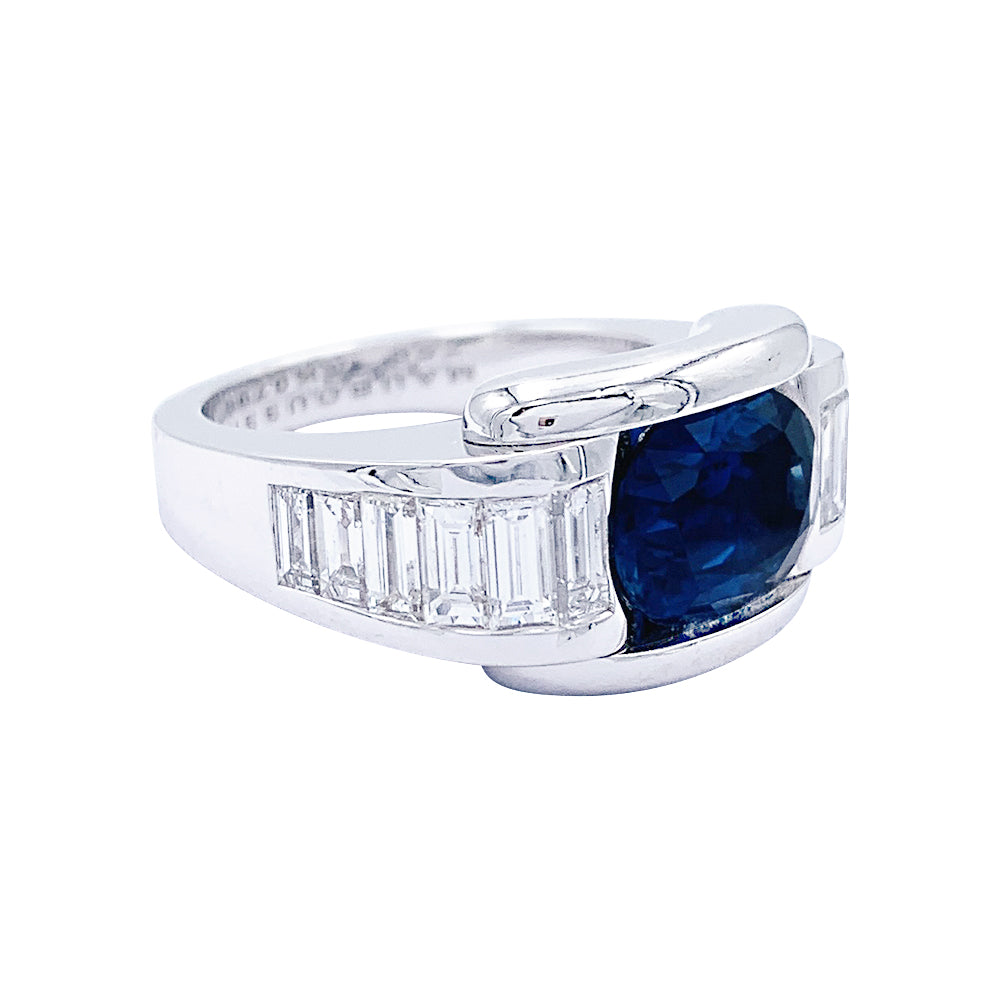 Mauboussin ring, "Alessandra", white gold, sapphire, diamonds.