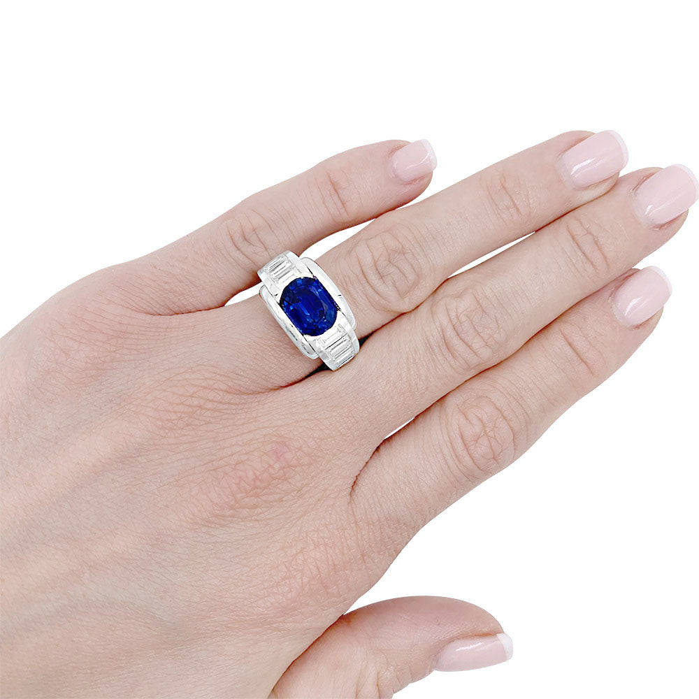 Mauboussin ring, "Alessandra", white gold, sapphire, diamonds.