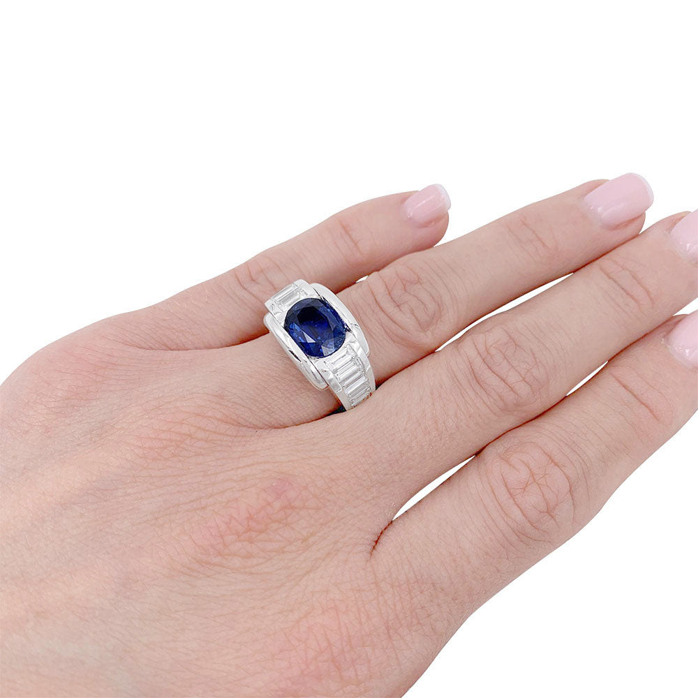 Mauboussin ring, "Alessandra", white gold, sapphire, diamonds.