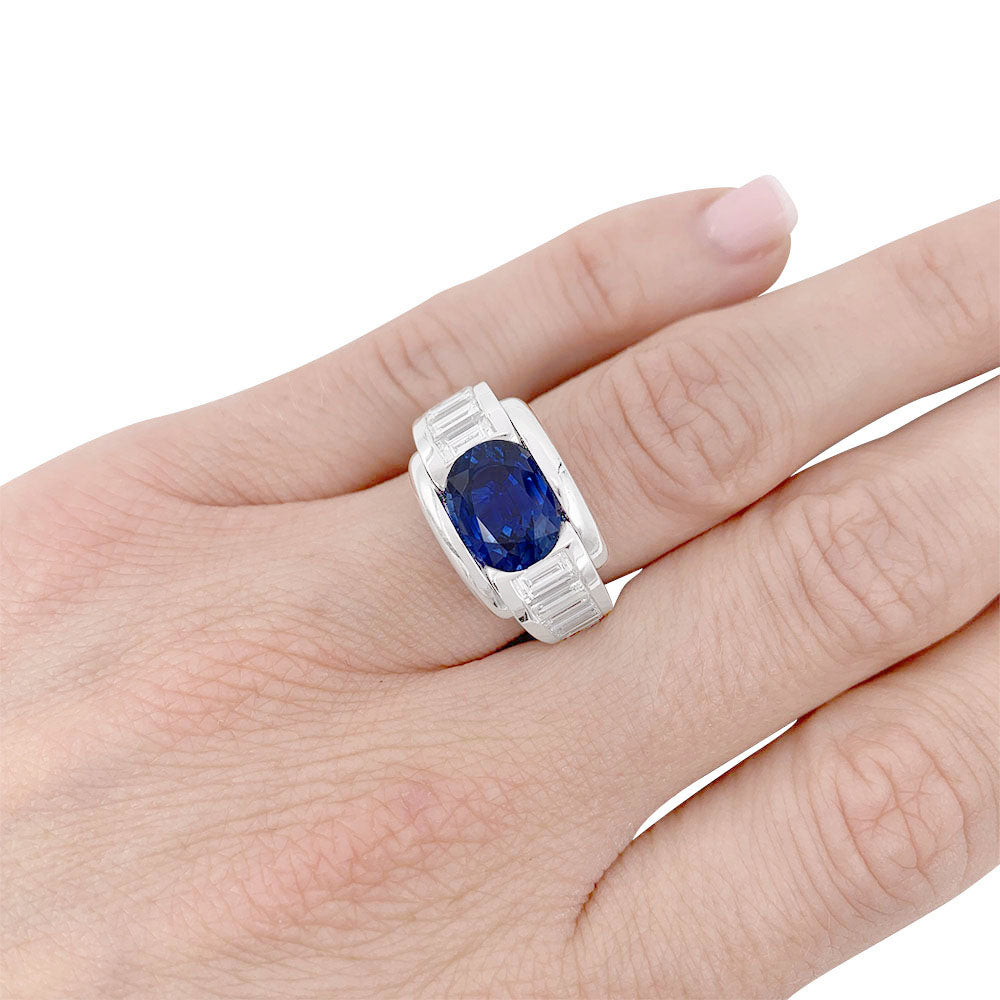 Mauboussin ring, "Alessandra", white gold, sapphire, diamonds.