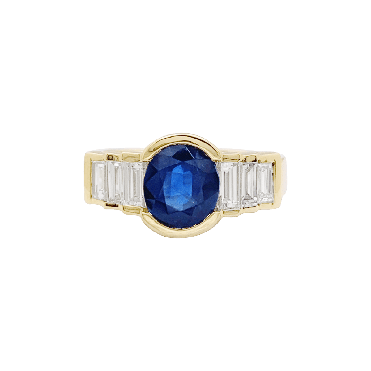 Bague Mellerio en or jaune saphir et diamants. - Maison Eloe