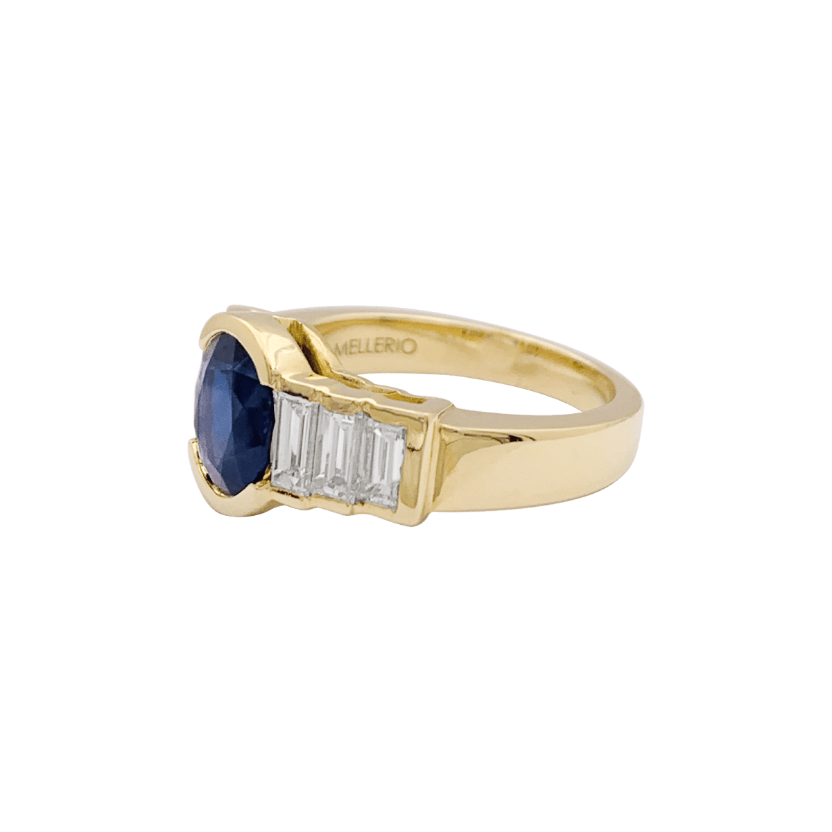 Bague Mellerio en or jaune saphir et diamants. - Maison Eloe