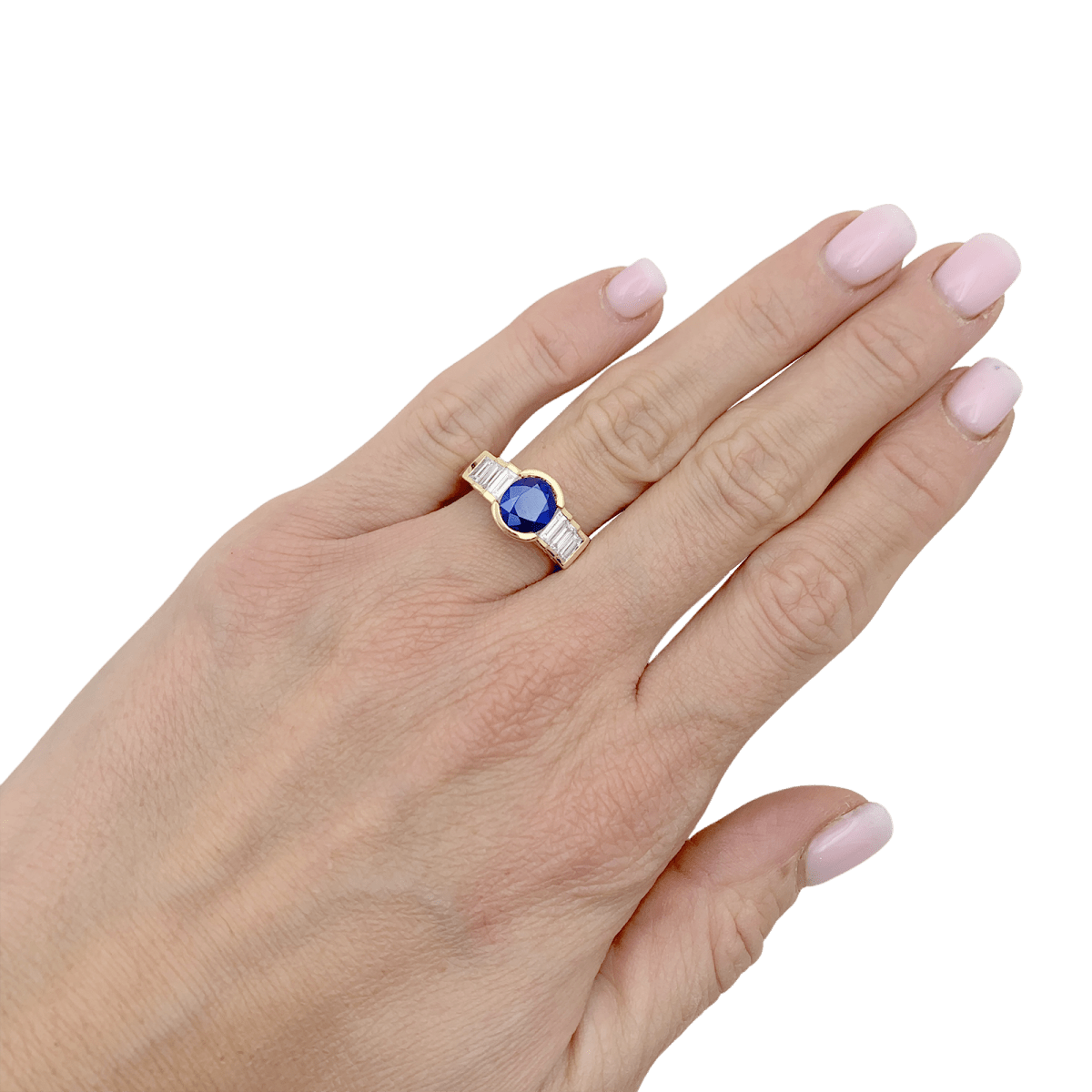 Bague Mellerio en or jaune saphir et diamants. - Maison Eloe