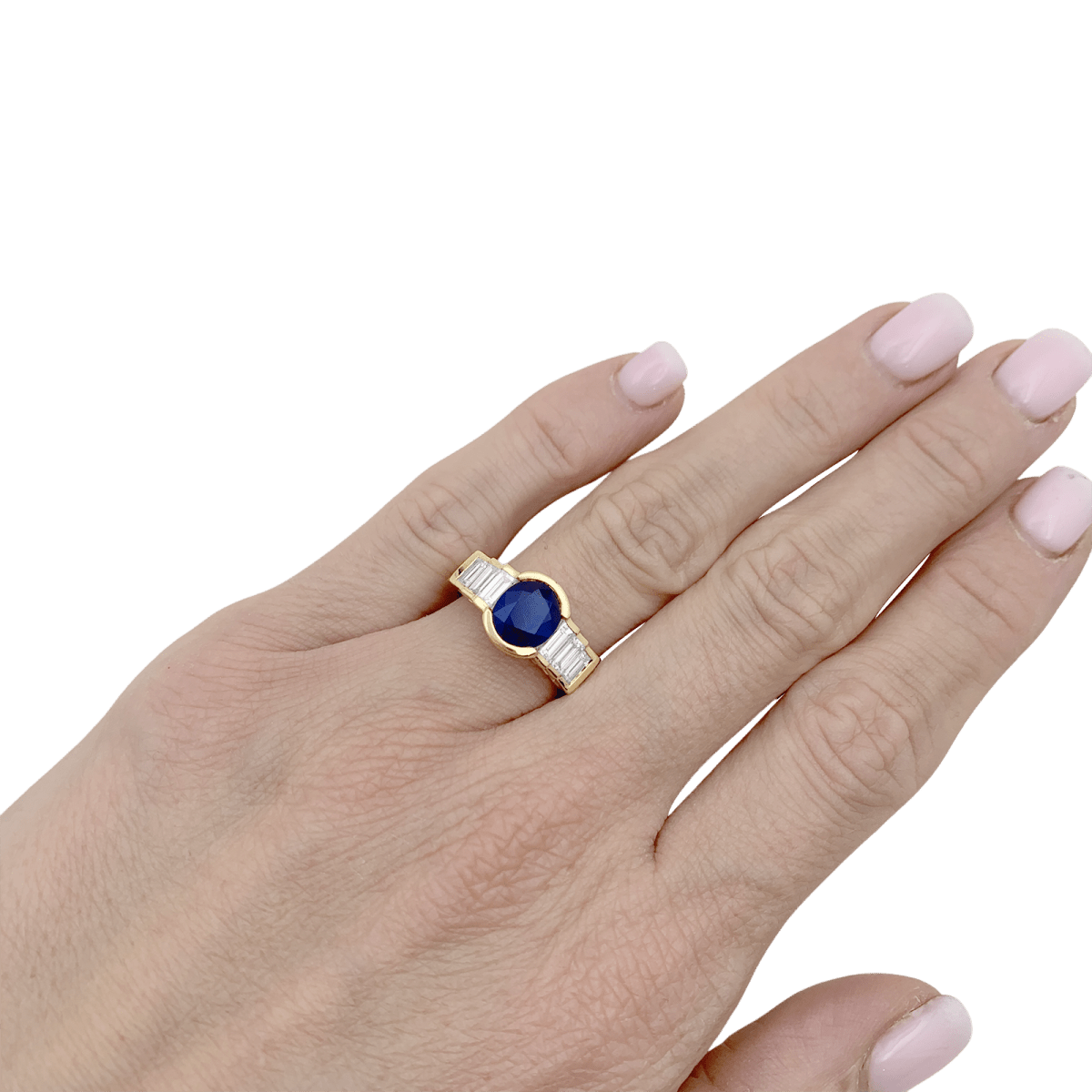 Bague Mellerio en or jaune saphir et diamants. - Maison Eloe