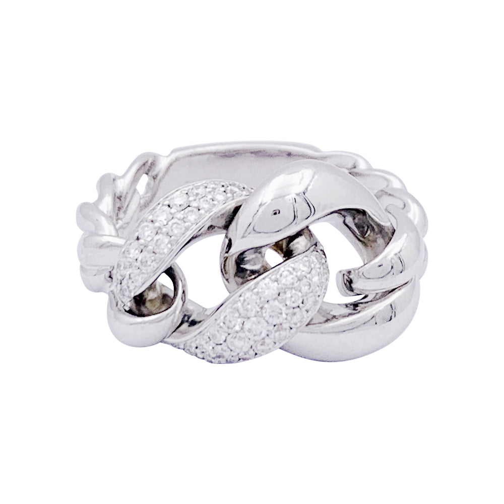 Bague Messika, "Gourmette", or blanc, diamants.