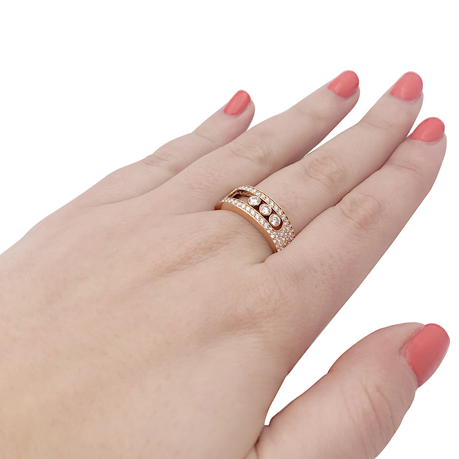 Messika ring, "Move Joaillerie Pavée", pink gold, diamonds.