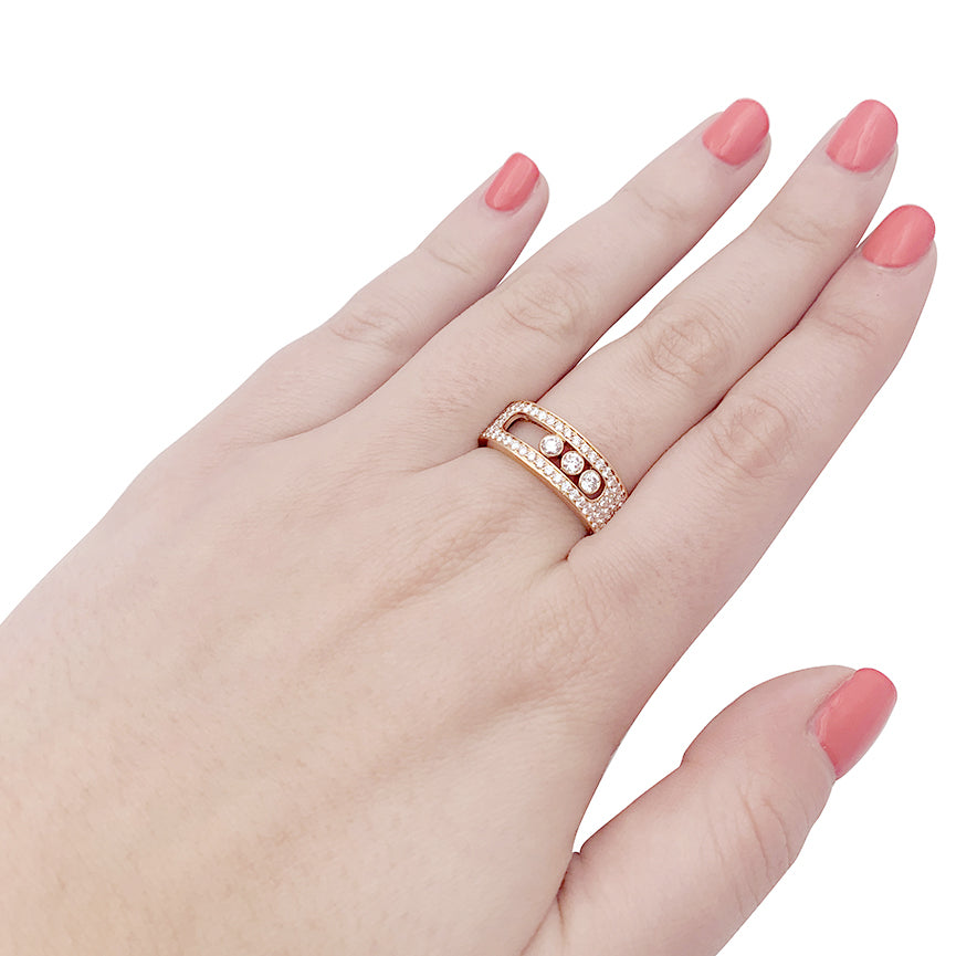 Messika ring, "Move Joaillerie Pavée", pink gold, diamonds.