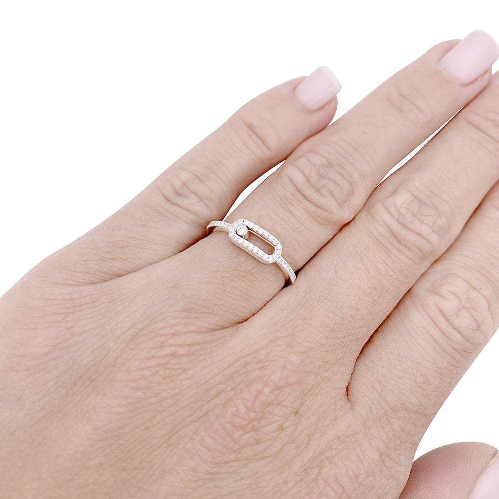 Messika ring, "Move Uno Pavé", white gold and diamonds.