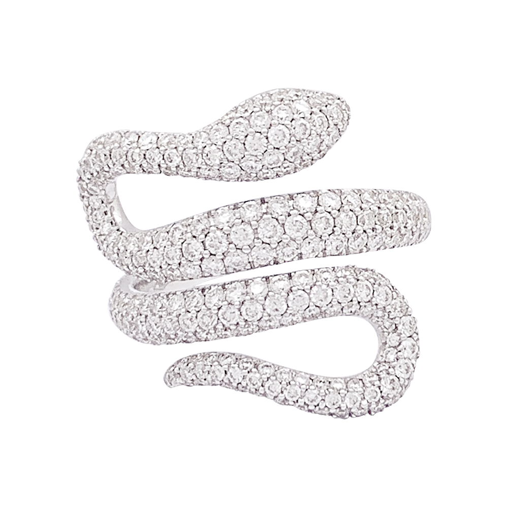 Bague Messika "Snake" or blanc, diamants.