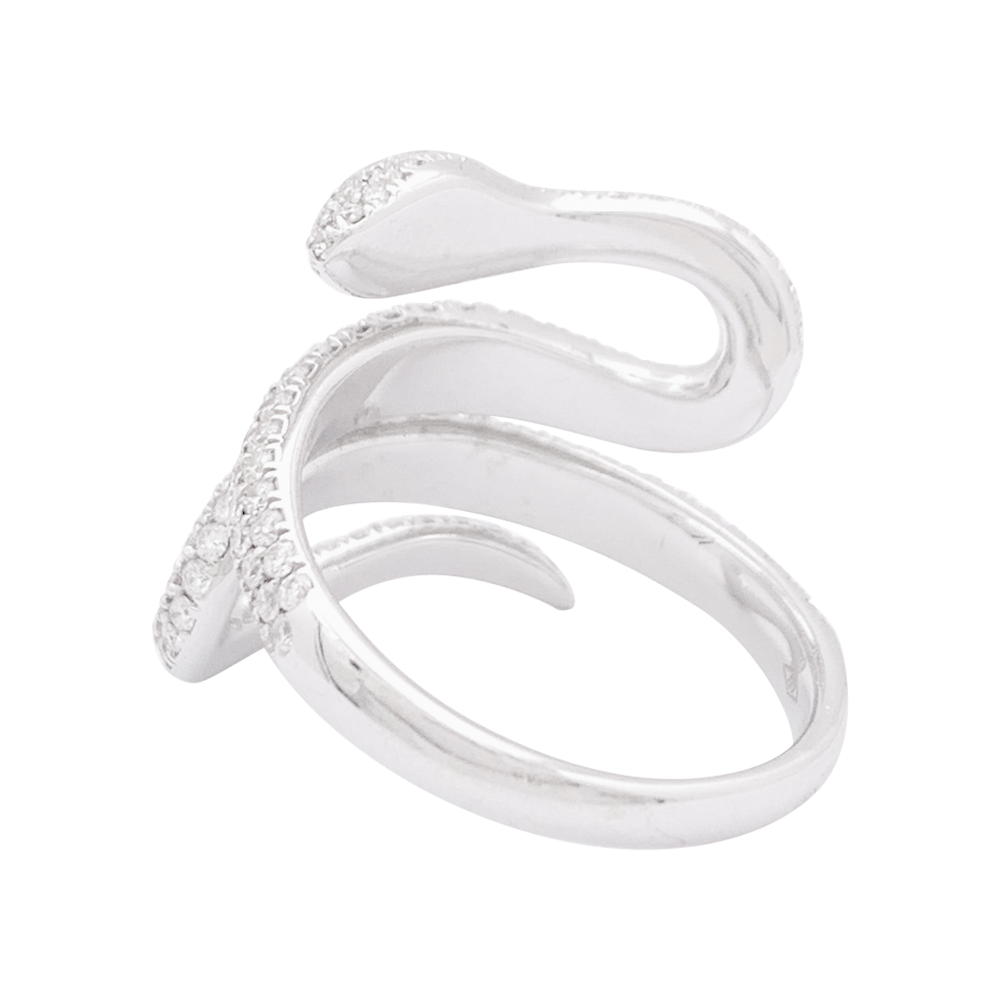 Bague Messika "Snake" or blanc, diamants.