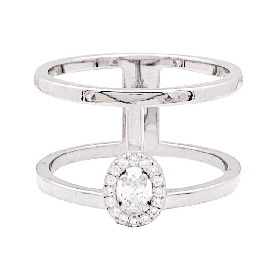 Bague Messika, "Glam'Azone", or blanc, diamants. - Maison Eloe