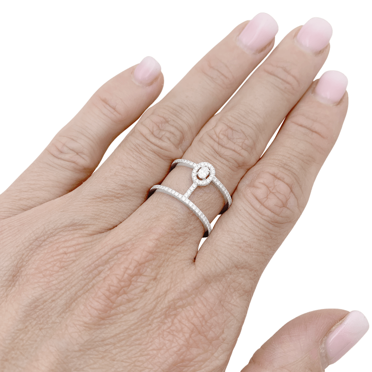 Bague Messika "Glam'Azone" or blanc, diamants. - Maison Eloe