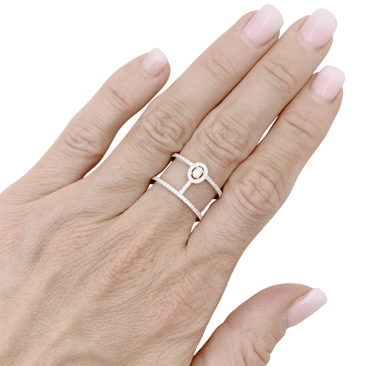 Bague Messika "Glam'Azone" or blanc, diamants. - Maison Eloe
