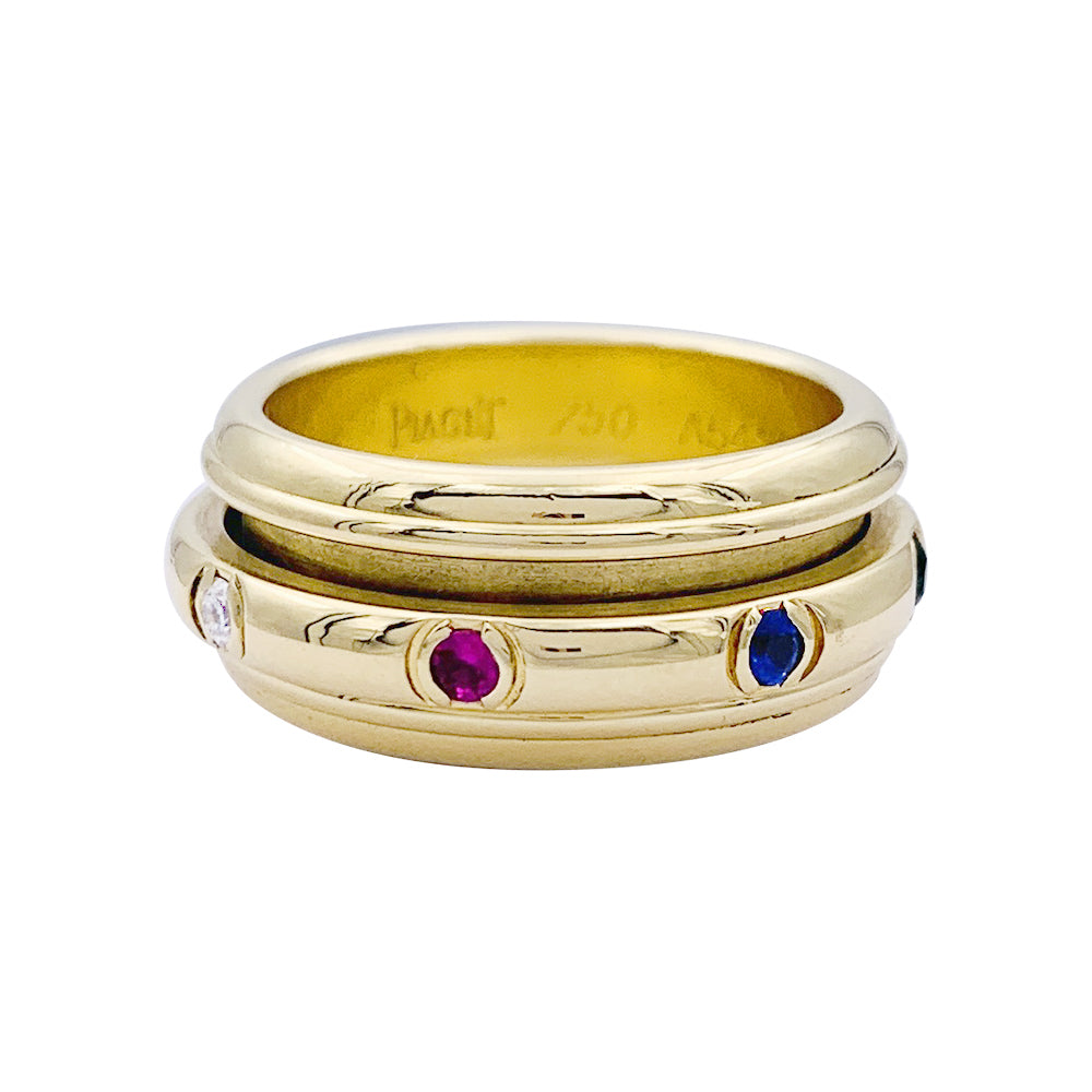 Bague Piaget, "Possession", or jaune, pierres de couleur.
