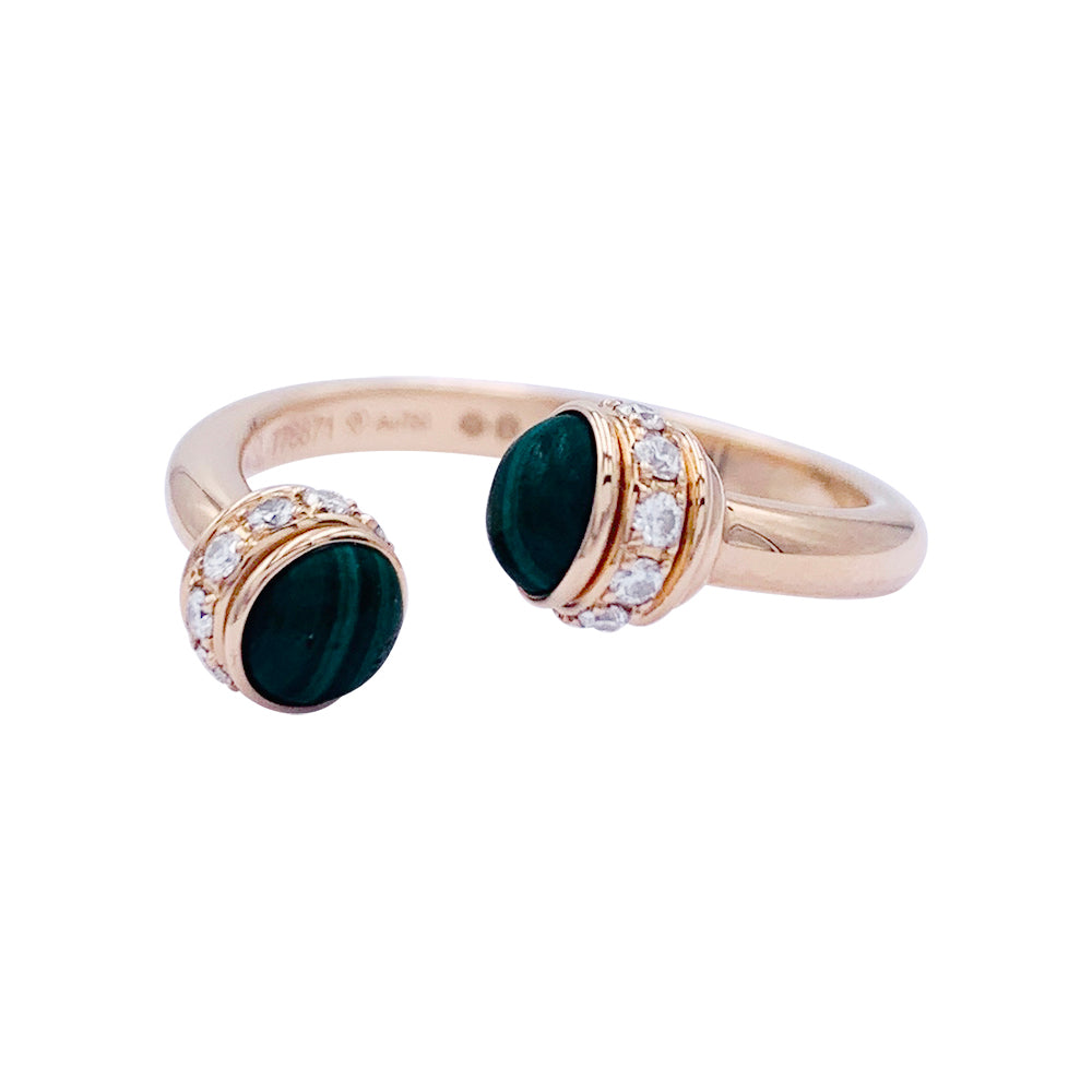 Bague Piaget "Possession", or rose, malachite, diamants.