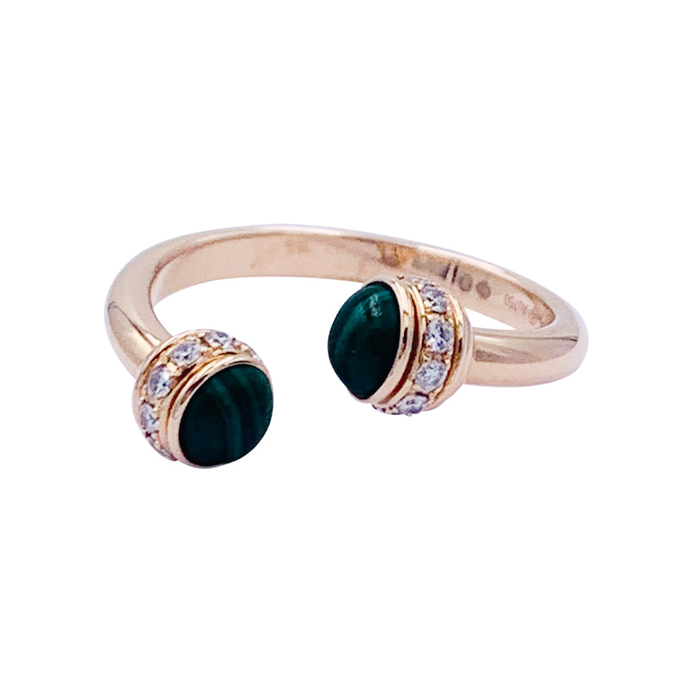 Bague Piaget "Possession", or rose, malachite, diamants.