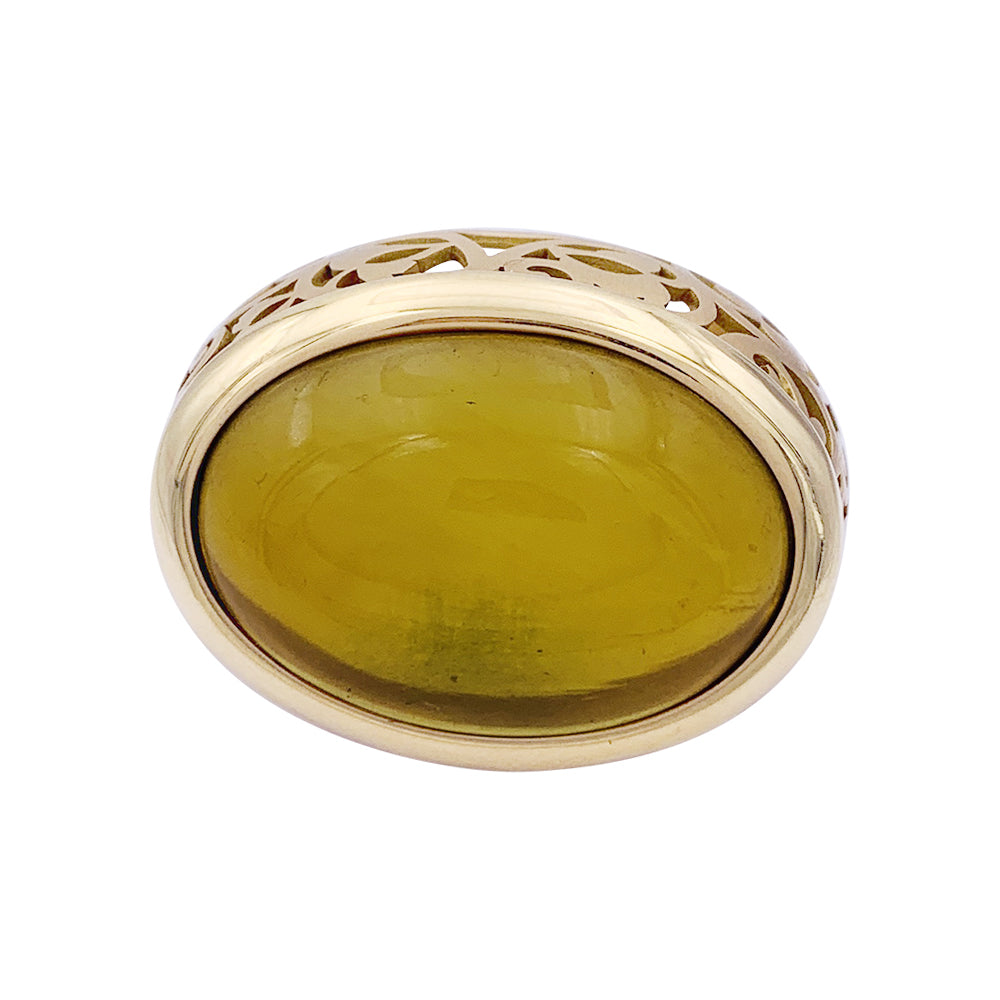 Pomellato ring, "Arabesque", rose gold, amber.