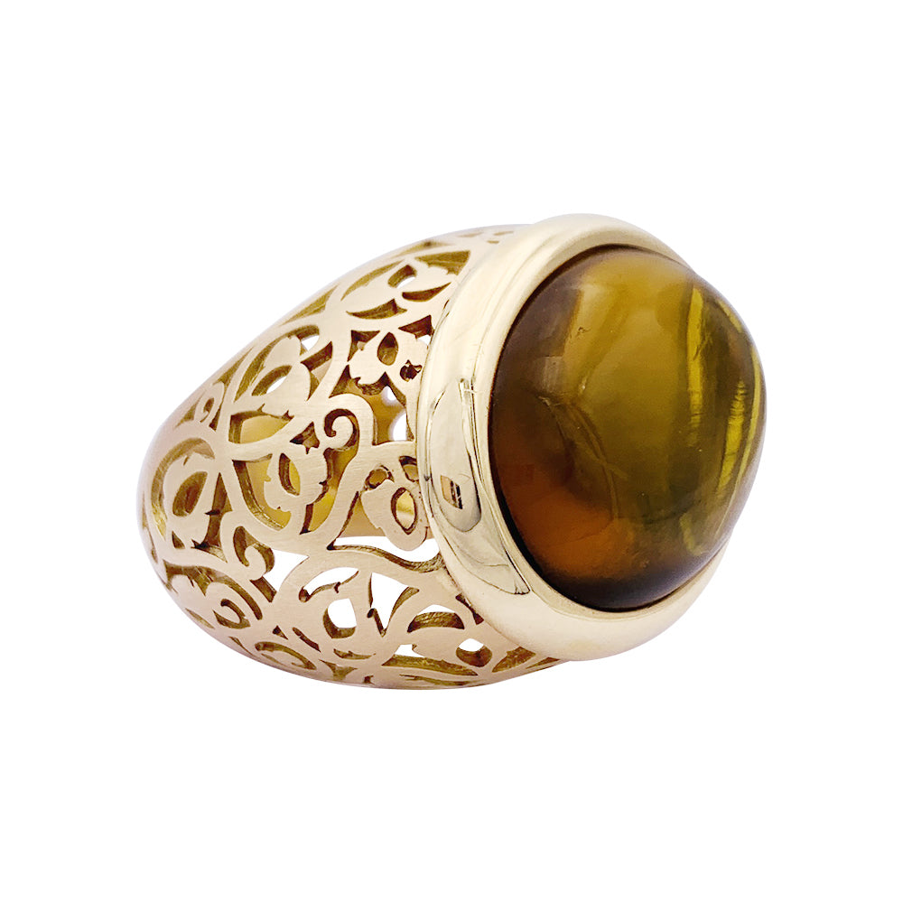 Pomellato ring, "Arabesque", rose gold, amber.