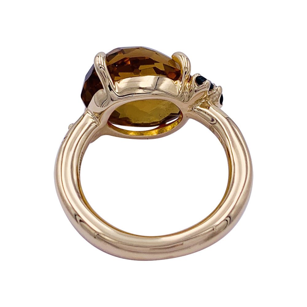 Pomellato ring, "Bahia", pink gold, citrine, sapphires.