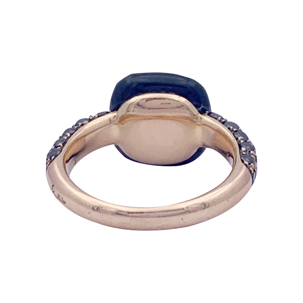 Pomellato "Capri" ring in rose gold, black diamonds and onyx.