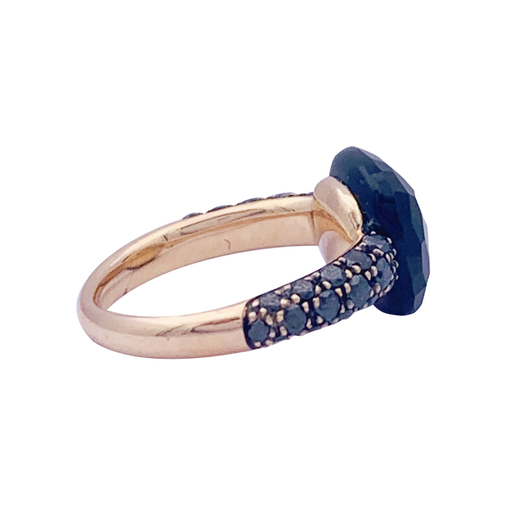 Pomellato "Capri" ring in rose gold, black diamonds and onyx.