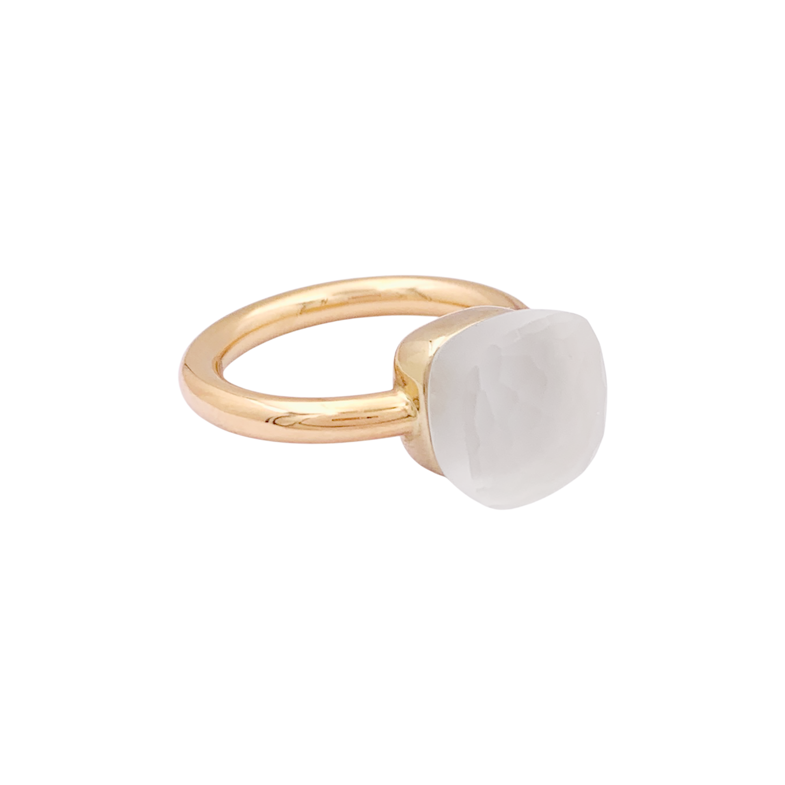 Pomellato ring, "Nudo Gelé", two golds, white topaz.