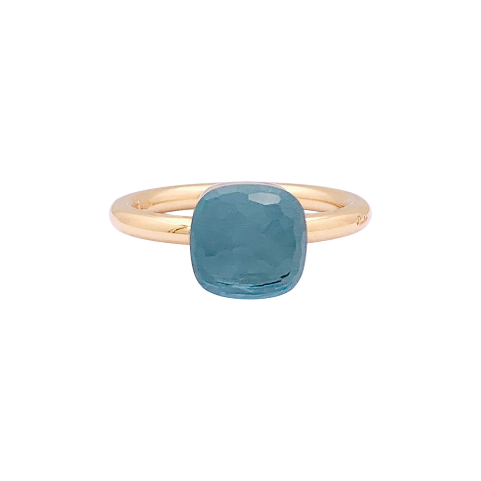 Bague Pomellato, "Nudo Petit", or rose, or blanc, topaze bleue.