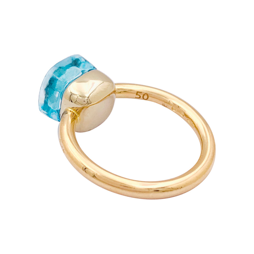 Pomellato ring, "Nudo Petit", rose gold, white gold, blue topaz.