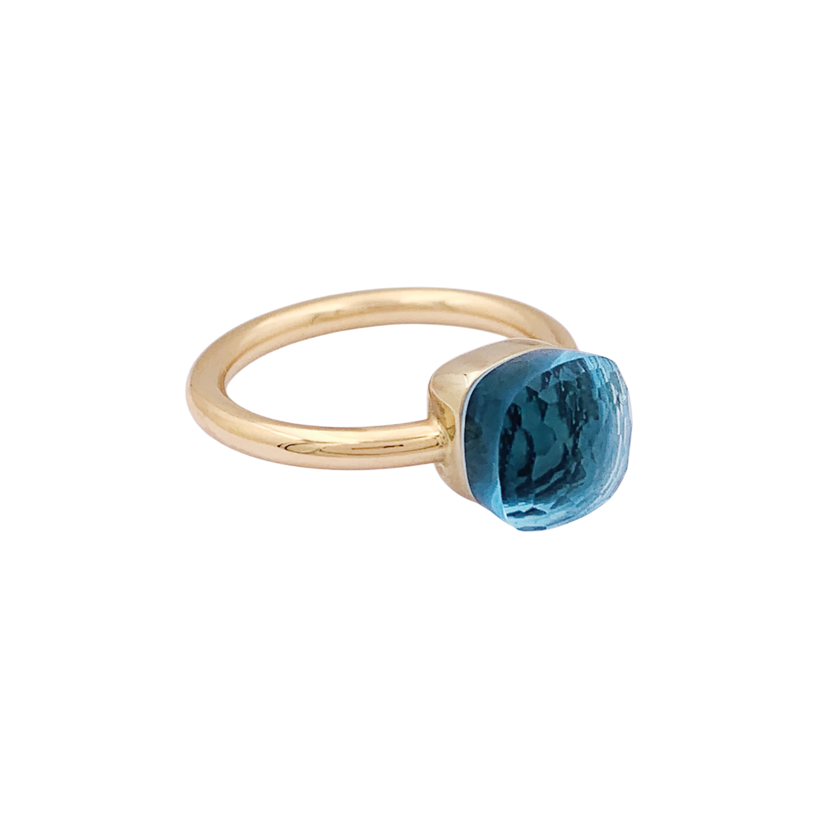 Pomellato ring, "Nudo Petit", rose gold, white gold, blue topaz.