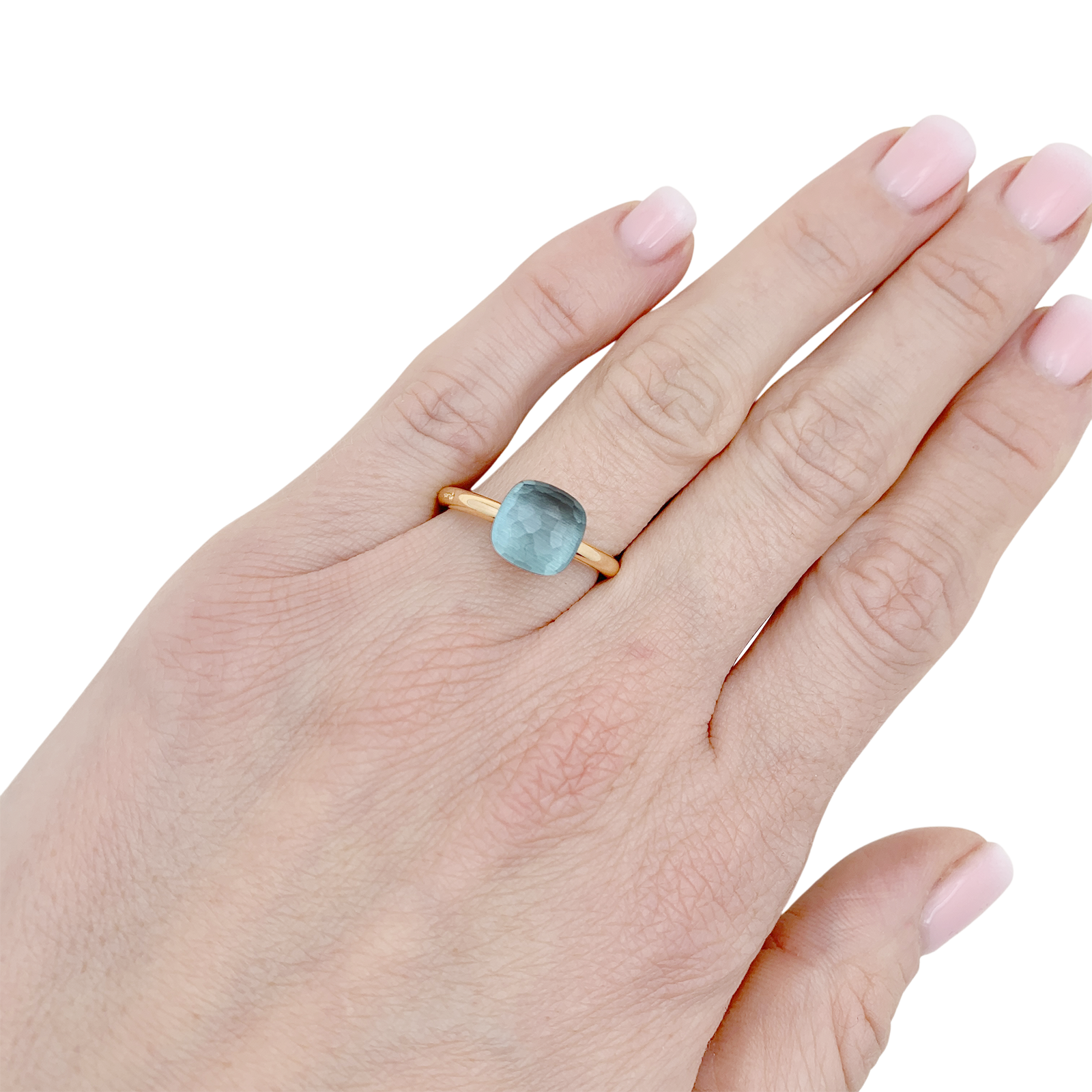 Pomellato ring, "Nudo Petit", rose gold, white gold, blue topaz.