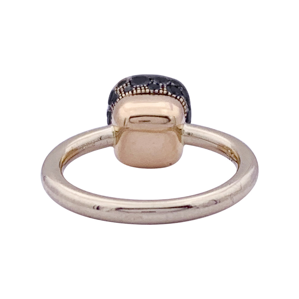 Pomellato ring, "Nudo Solitaire", two golds, black-treated diamonds.