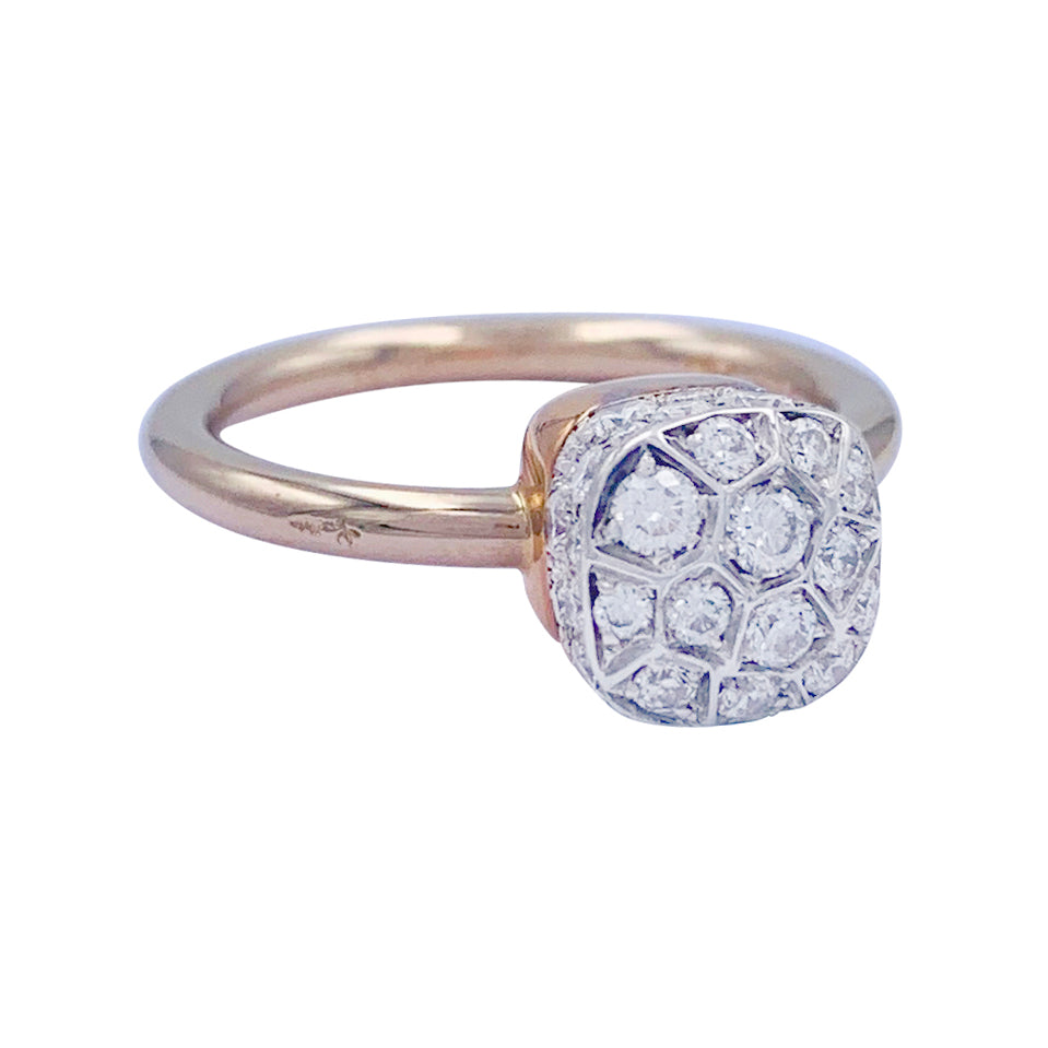 Pomellato ring, "Nudo Solitaire", pink and white gold, diamonds.