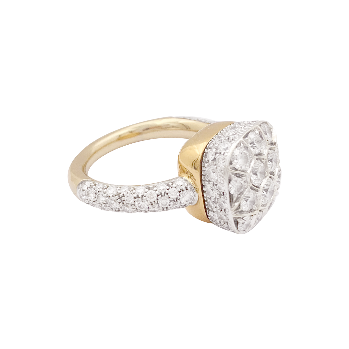 Pomellato "Nudo Solitaire" ring in rose gold, white gold, diamonds.