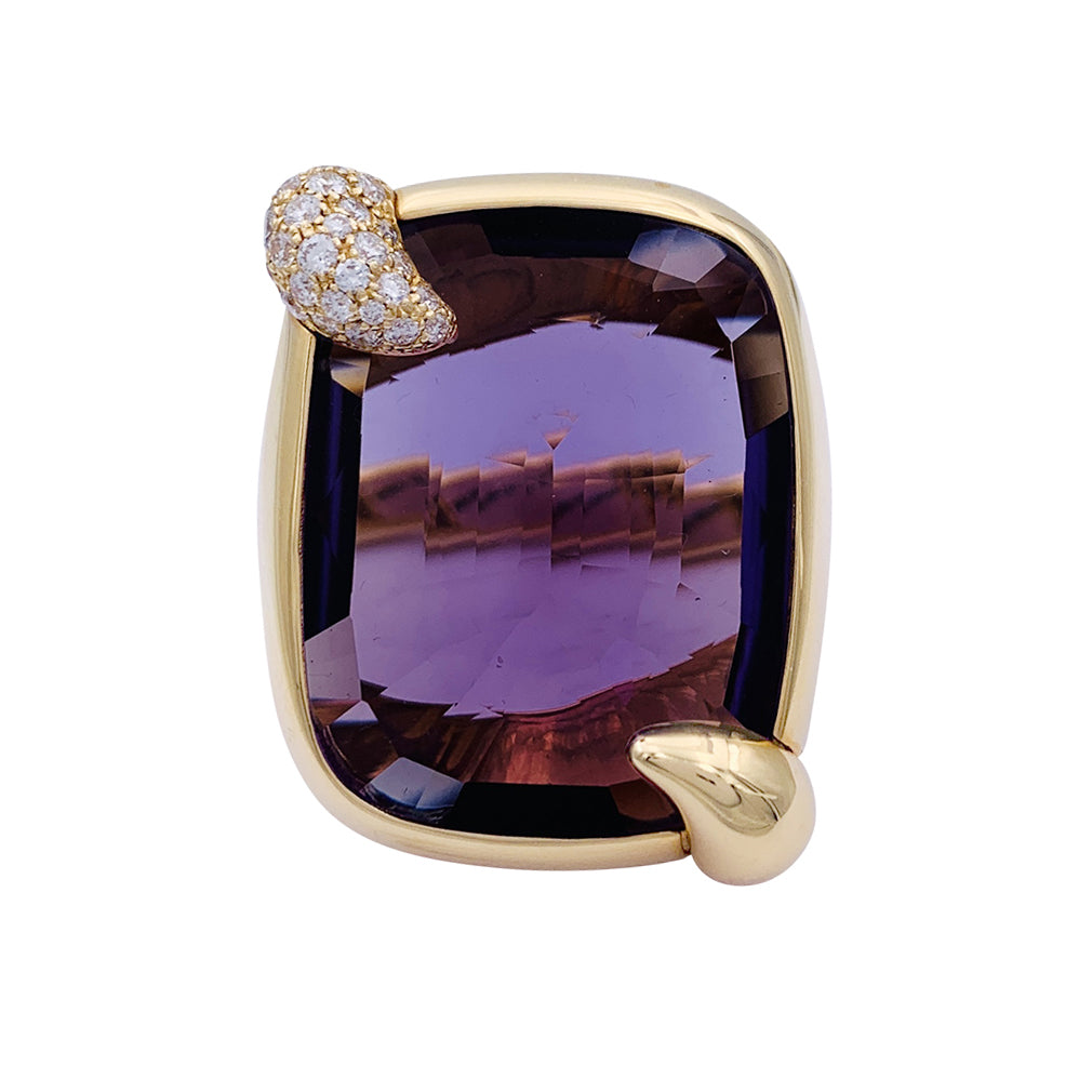Bague Pomellato, "Ritratto", or rose, améthyste et diamants.