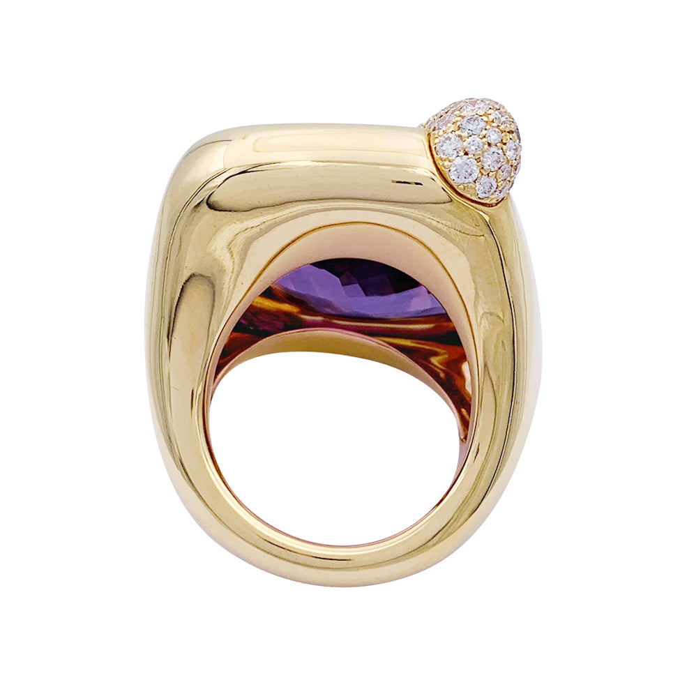 Pomellato ring, "Ritratto", pink gold, amethyst and diamonds.