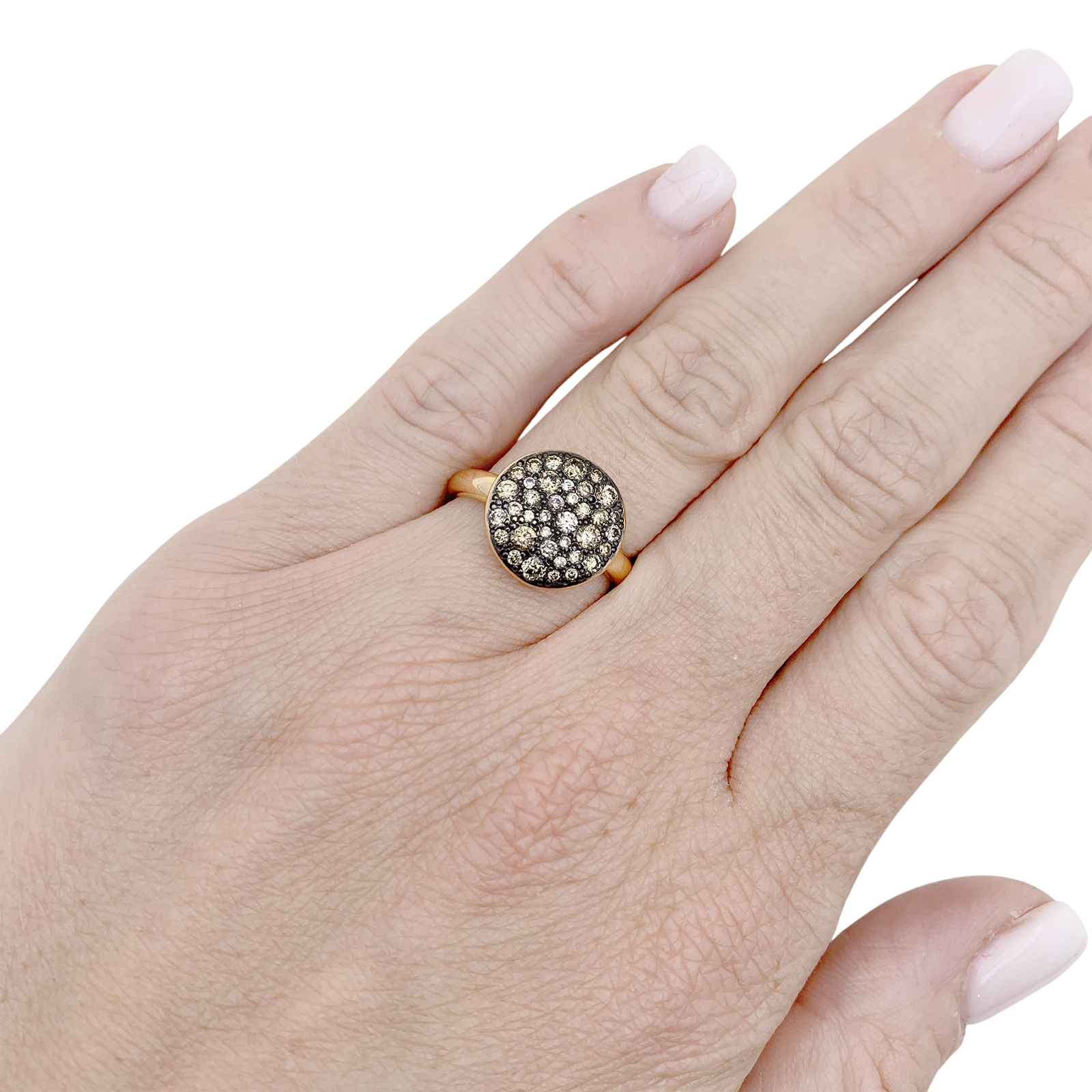 Bague Pomellato "Sabbia" or, diamants bruns.