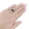 Bague Pomellato, "Tango", or rose, diamants bruns, diamants, prasiolite.