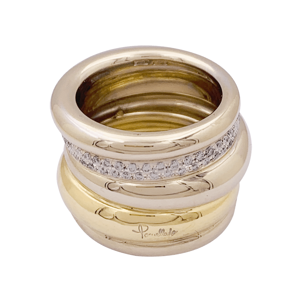 Bague Pomellato, "Tubolare", deux ors et diamants. - Maison Eloe