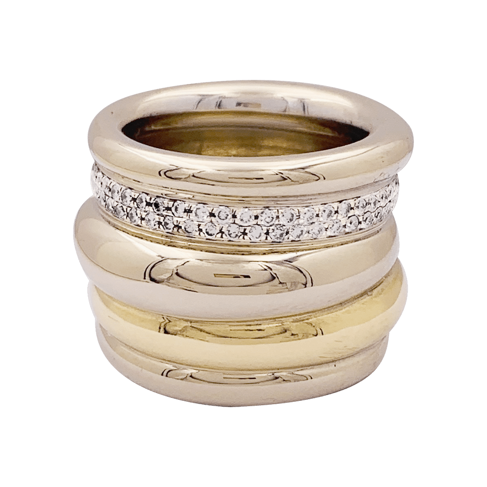 Bague Pomellato, "Tubolare", deux ors et diamants. - Maison Eloe