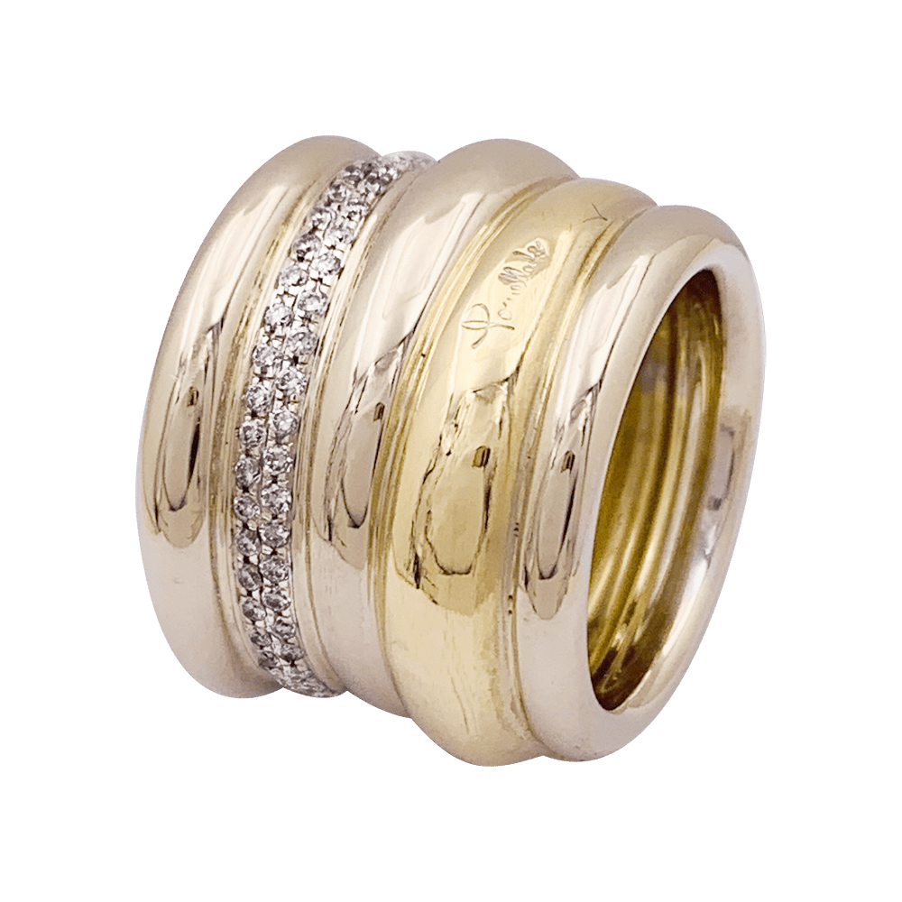 Bague Pomellato, "Tubolare", deux ors et diamants. - Maison Eloe