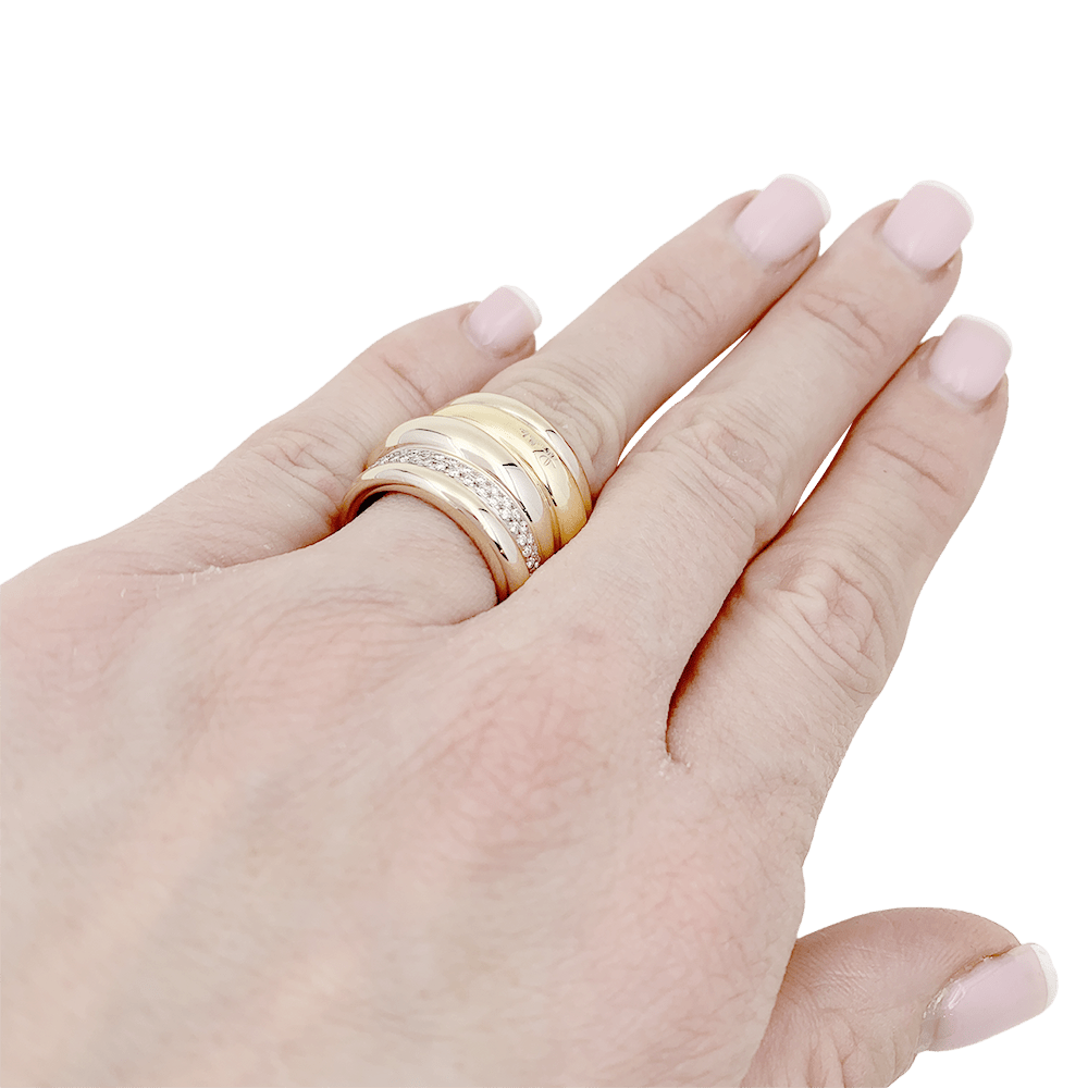 Bague Pomellato, "Tubolare", deux ors et diamants. - Maison Eloe