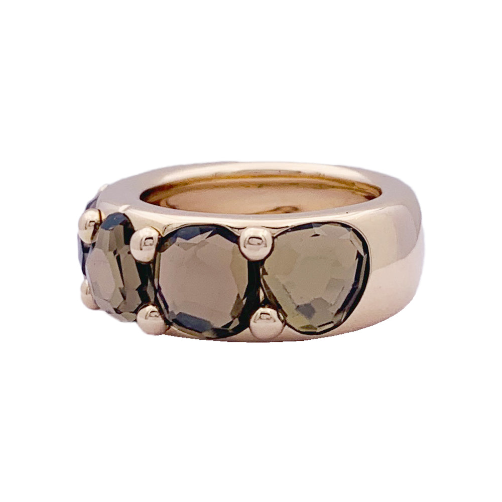 Bague Pomellato, "Narciso", or rose, quartz fumé.