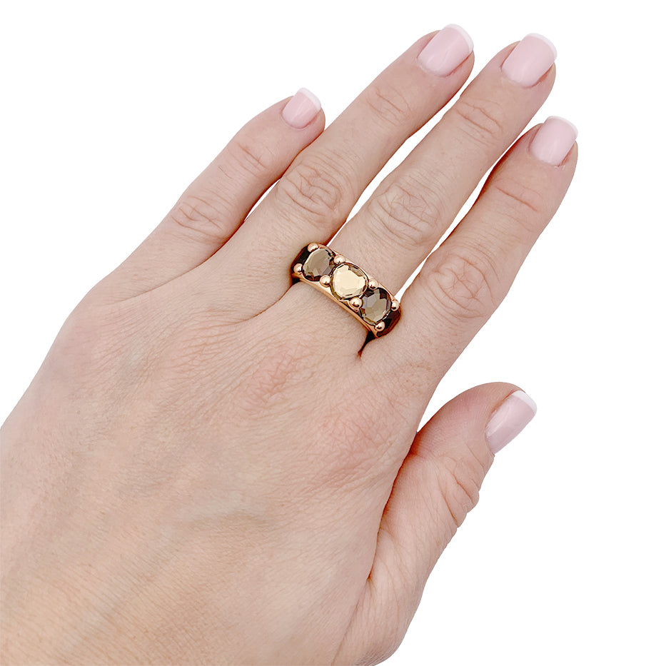 Pomellato ring, "Narciso", pink gold, smoky quartz.