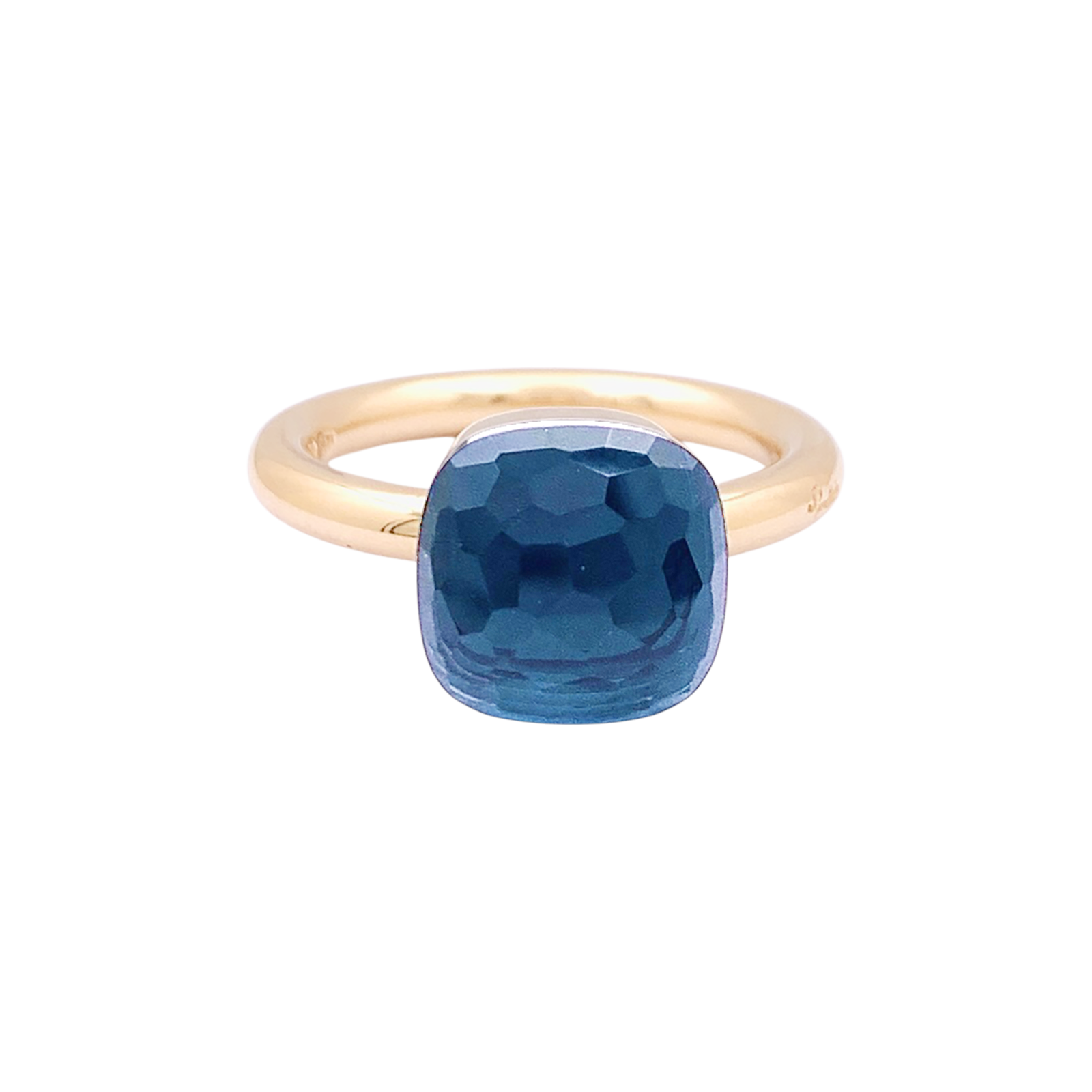 Bague Pomellato, « Nudo Classic», or blanc, or rose, topaze blue London.
