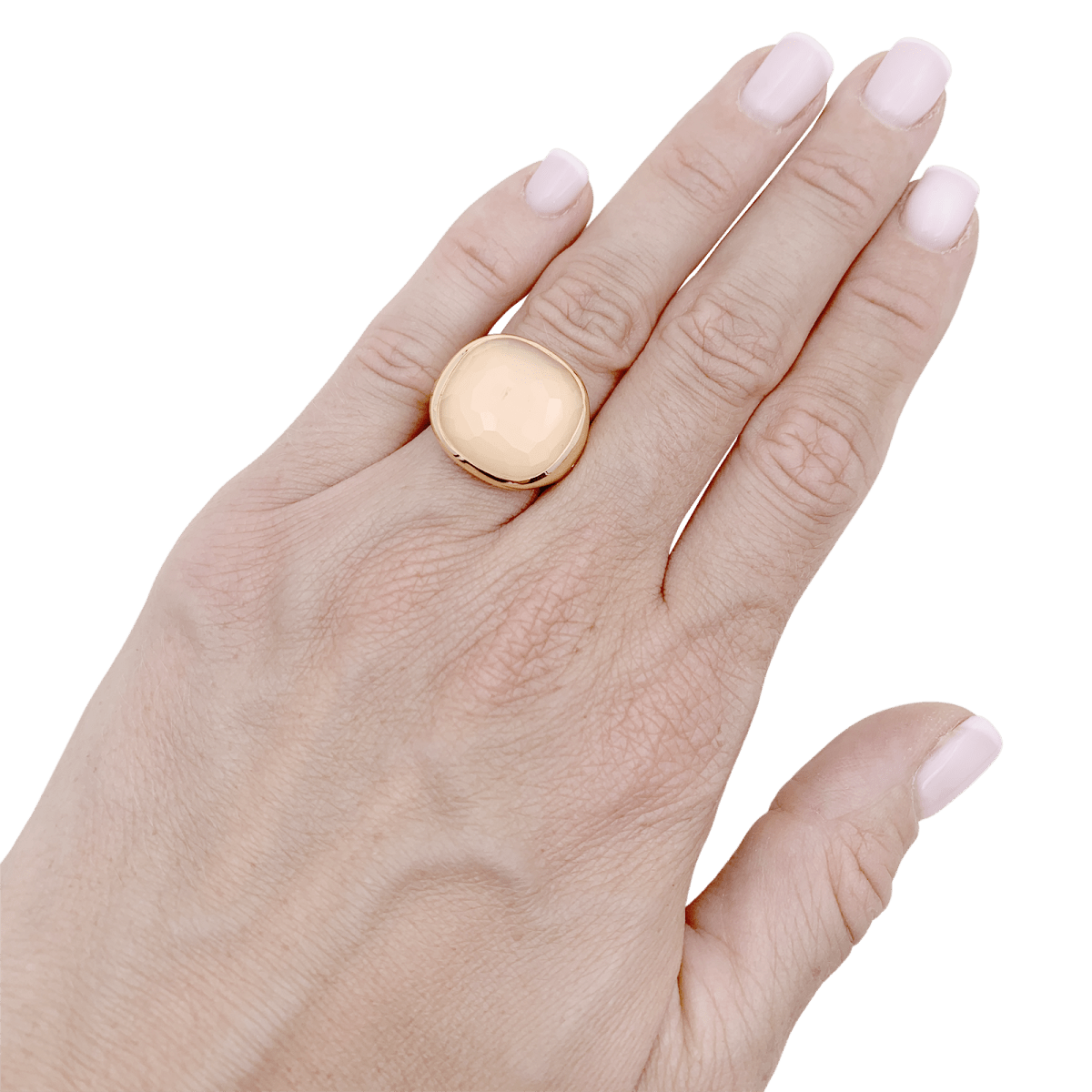 Bague Pomellato "Cipria" en or rose et quartz rose. - Maison Eloe