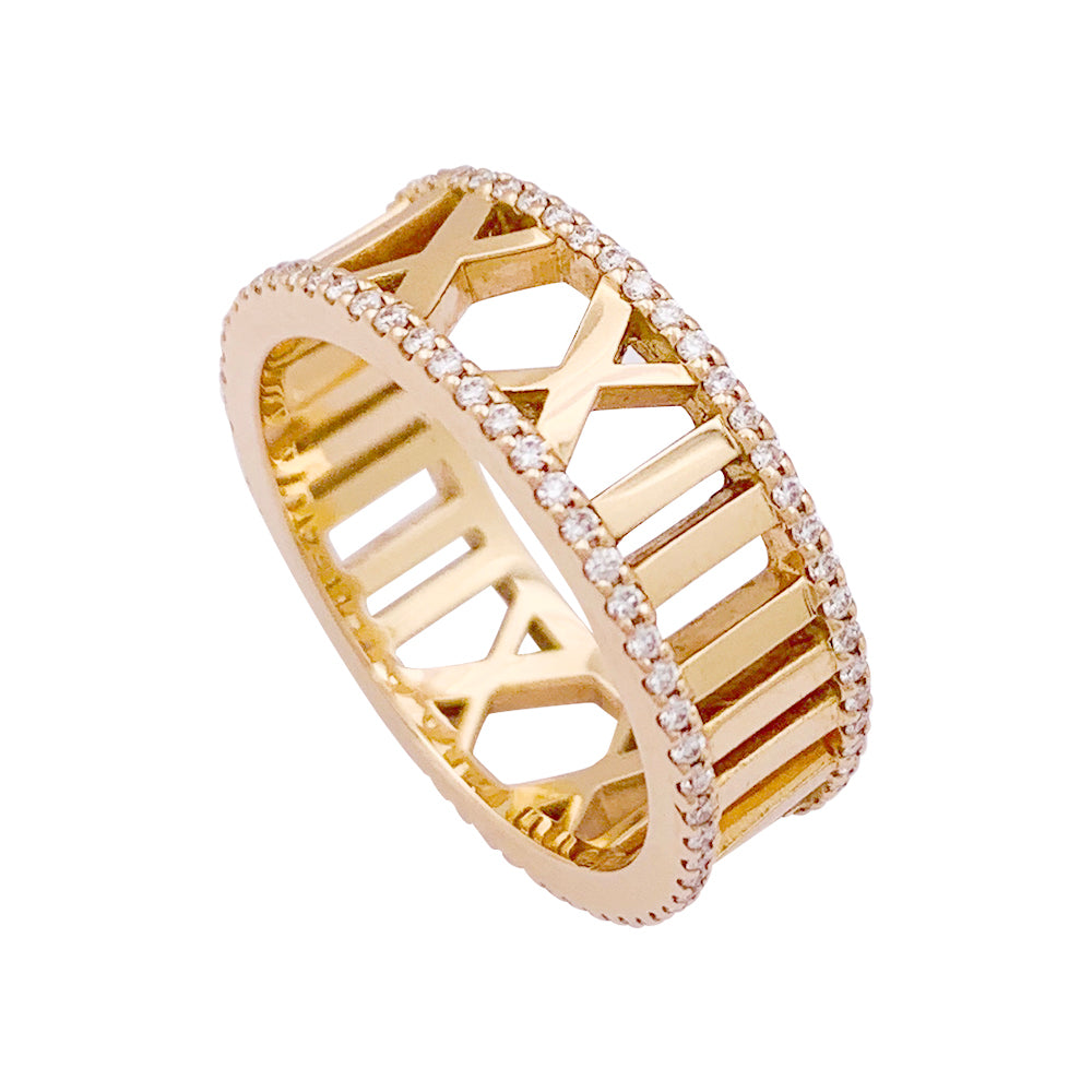 Tiffany & Co. "Atlas" ring in rose gold and diamonds.